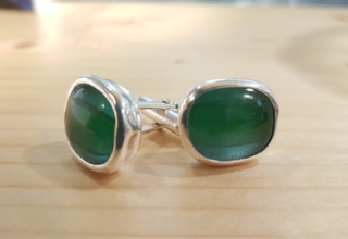 Jenia Gorfunkel - silver and glass cufflinks