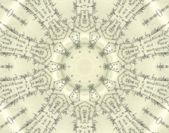 "De Bono Circle" - digital lace printed onto silk organza to give a 3D effect - sandwiched between layers of glass. 2010